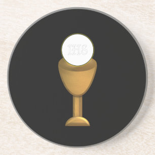 Dessous De Verre En Grès Golden Chalice and Host - Holy Communion
