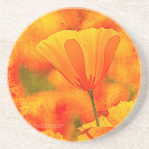 Dessous De Verre En Grès Golden Orange California Poppy "Terre D'Orange"
