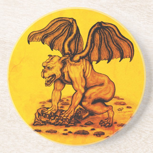 Dessous De Verre En Grès Golem Gargoyle (Devant)