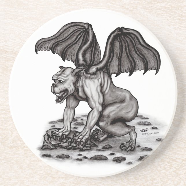 Dessous De Verre En Grès Golem Gargoyle (Devant)