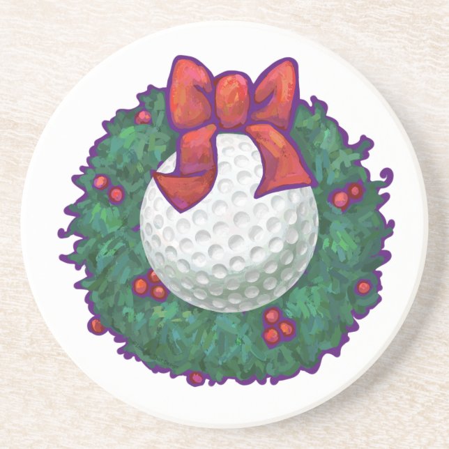 Dessous De Verre En Grès Golf Ball Christmas Wreath (Devant)