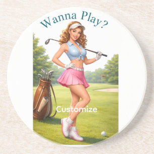 Dessous De Verre En Grès Golfeuse en forme Thunder_Cove