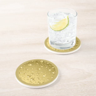 Dessous De Verre En Grès Gouttes de pluie Abstraite d'or métallique