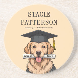 Dessous De Verre En Grès Graduation personnalisée mignon Golden Retriever C