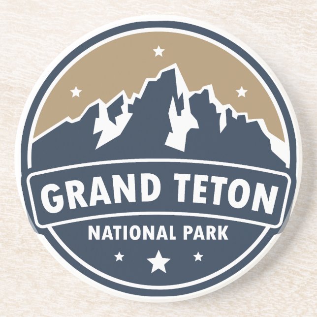 Dessous De Verre En Grès Grand Teton National Park Round Emblem (Devant)