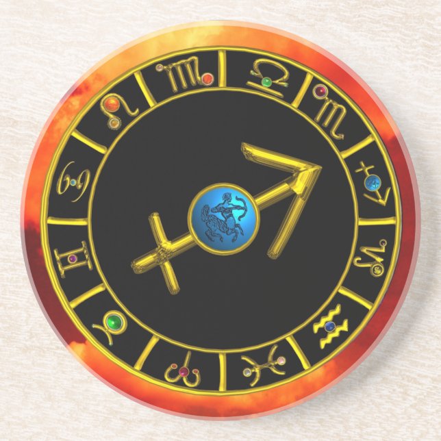 Dessous De Verre En Grès Graphique d'astrologie du JEWEL ZODIAC SAGITTARIUS (Devant)