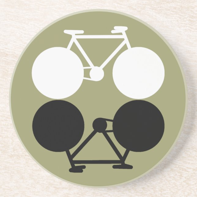 Dessous De Verre En Grès graphique des vélos contrastés (Devant)
