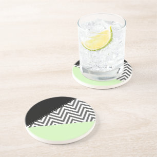 Dessous De Verre En Grès Gray Zigzag, Gray Chevron, Zigzag Pattern, Mint