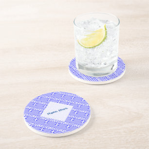 Dessous De Verre En Grès Grèce Drapeau Grec Carreaux Bleu Personnalisation