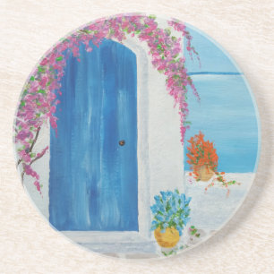 Dessous De Verre En Grès Greek Blue
