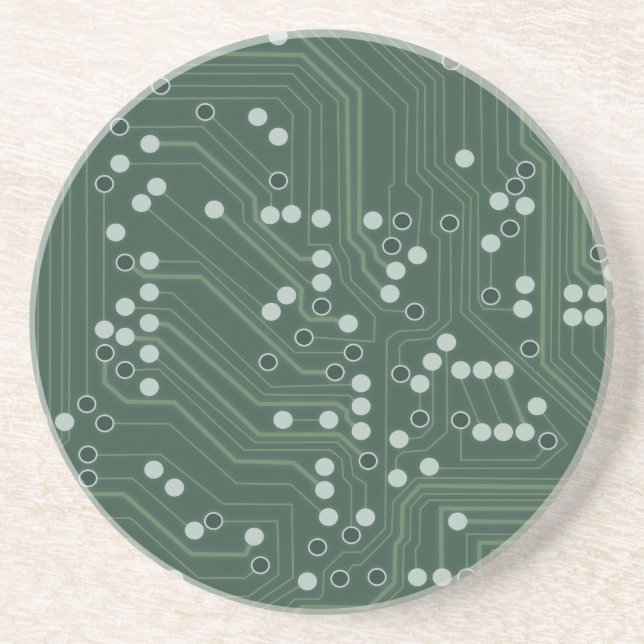 Dessous De Verre En Grès Green Circuit Board Arrière - plan Art Motif (Devant)