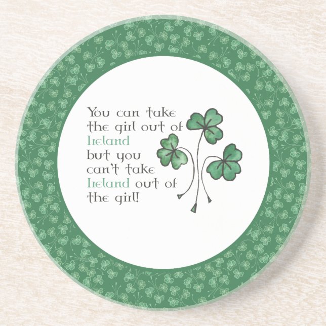 Dessous De Verre En Grès Green Shamrock Irish Girl 'Citation Sandstone Coas (Devant)