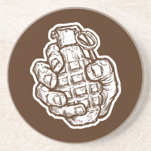 Dessous De Verre En Grès Grenade À La Main En Style Bande Dessinée