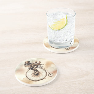 Dessous De Verre En Grès Grenouille Steampunk équitation d'un vélo de cent-