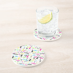 Dessous De Verre En Grès Griffonnage jaune vert-bleu rose au néon des