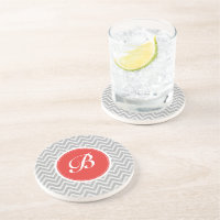 Gris clair Chevron Motif Lin Texture Monogramme