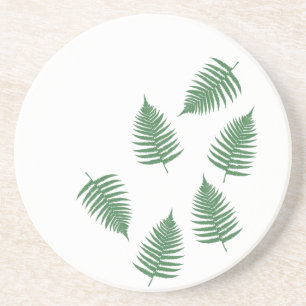 Dessous de verre en grès gris Lucky Fern vert