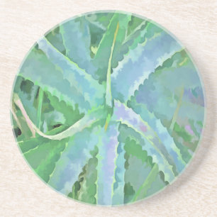 Dessous De Verre En Grès Gris vert aloès peinture Abstraite