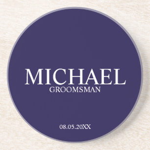 Dessous De Verre En Grès Groomsmans personnalisés en bleu marine