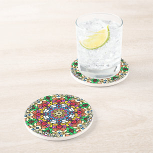 Dessous De Verre En Grès Groovy Funky Fleur de Pouvoir