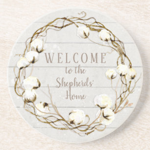 Dessous De Verre En Grès Guirlande en bois de capsule de coton de brindille