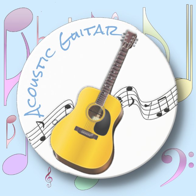 Dessous De Verre En Grès GUITARE ACOUSTIQUE - Couvre-pain de calcaire rond (Créateur téléchargé)