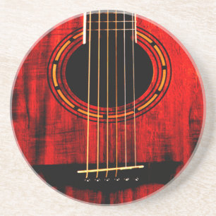 Dessous De Verre En Grès Guitare acoustique Musique en bois