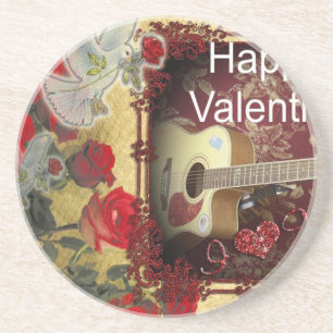 Dessous De Verre En Grès Guitare vintage : Jour de la Saint-Valentin pour l