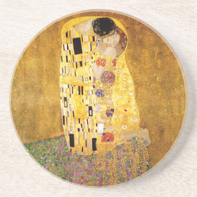 Dessous De Verre En Grès Gustav Klimt La Peinture Classique Du Kiss (Devant)