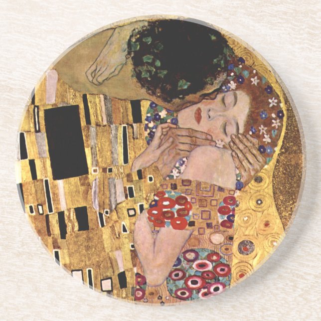 Dessous De Verre En Grès Gustav Klimt : Le baiser (détail) (Devant)