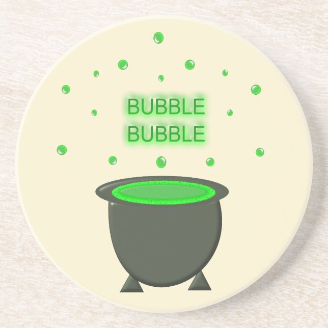 Dessous De Verre En Grès Halloween Cauldron et Bubbling Green Brew (Devant)