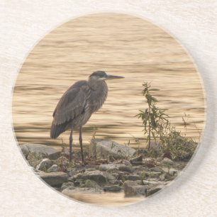 Dessous De Verre En Grès Héron de grand bleu