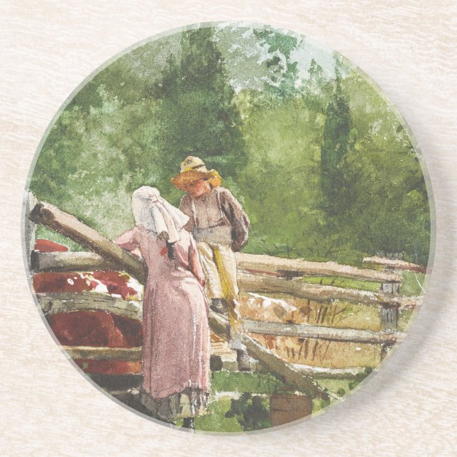 Dessous De Verre En Grès Heure d'alimentation (Devant)