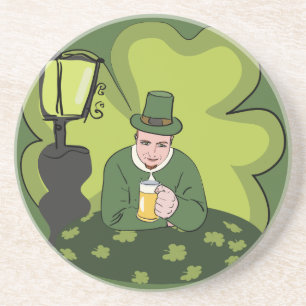DESSOUS DE VERRE EN GRÈS "HEUREUX ST. JOUR DE PATRICK" LEPRECHAUN
