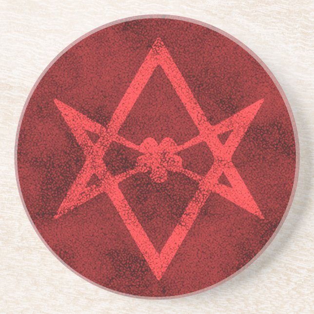 Dessous De Verre En Grès Hexagram unicursale (rouge texturisé) (Devant)