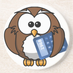 Dessous De Verre En Grès Hibou avec la calculatrice, maths, étudiant,