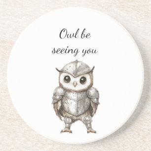 Dessous De Verre En Grès Hibou chevalier en armure brillante
