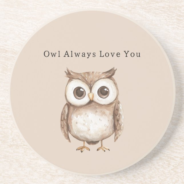 Dessous De Verre En Grès Hibou t'aime toujours (Devant)