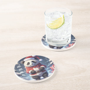 DESSOUS DE VERRE EN GRÈS HO.HO.HO PÈRE NOËL PANDA