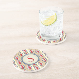 Dessous De Verre En Grès Homard de roche à épines monogramme