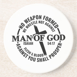 Dessous De Verre En Grès Homme de Dieu, Aucune Arme Formée Contre Moi Sera