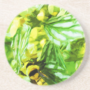 Dessous De Verre En Grès Honey Bee Gathering Pollen Abstract Impressionism