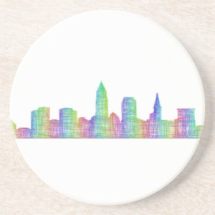 Dessous De Verre En Grès Horizon de ville de Cleveland