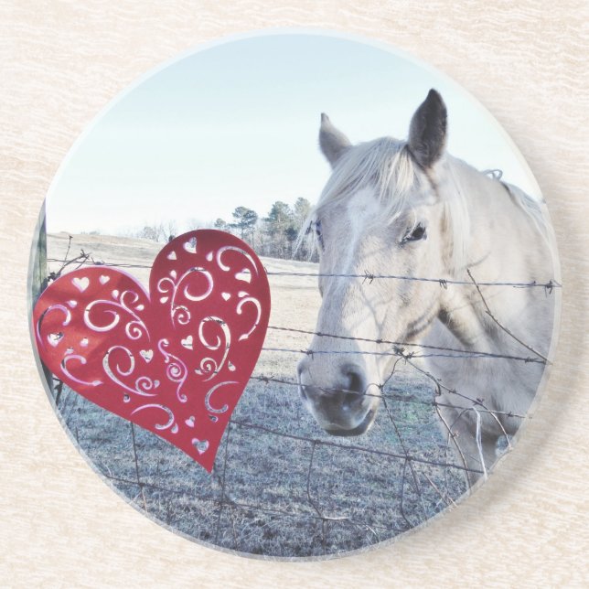 Dessous De Verre En Grès HORSE coeur Valentine (Devant)