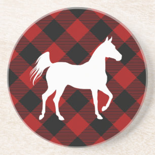 Dessous De Verre En Grès Horse Lover Buffalo Plaid Farmhouse