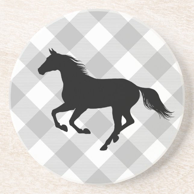 Dessous De Verre En Grès Horse Lover Buffalo Plaid Farmhouse (Devant)