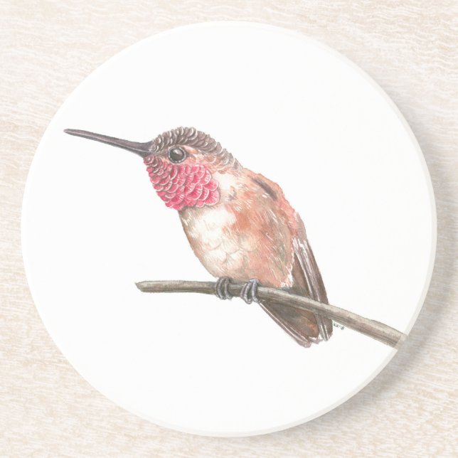 Dessous De Verre En Grès Hummingbird watercolor (Devant)