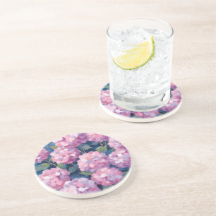 Dessous De Verre En Grès Hydrangeas Florales Rose Tendre