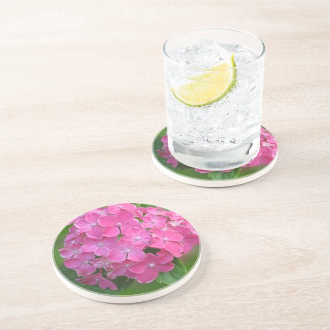 Dessous De Verre En Grès Hydrangée rose (Côté)