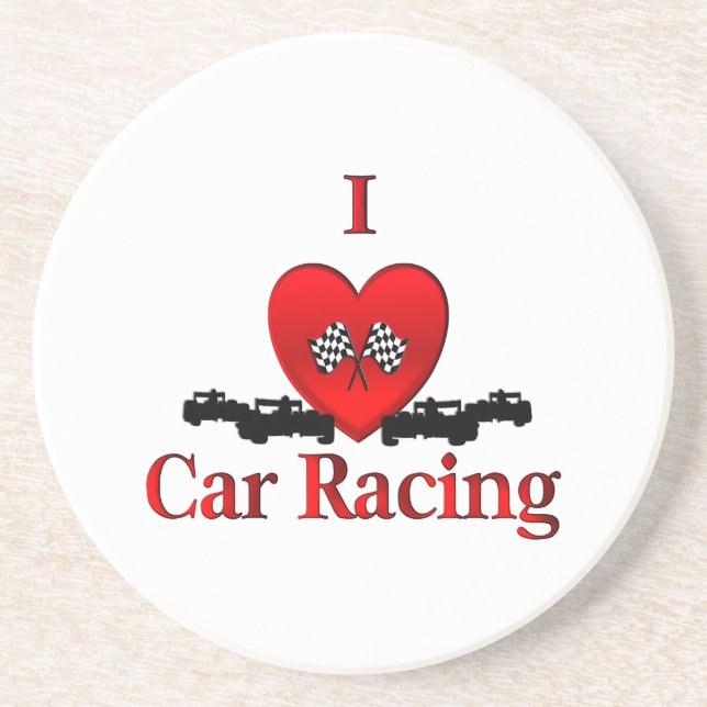 Dessous De Verre En Grès I Heart Car Racing (Devant)